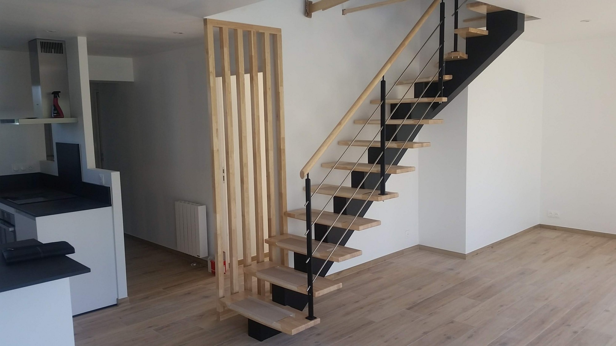 Extension bois zinc, secteur Auray, résultat du réaménagement avec un nouvel escalier